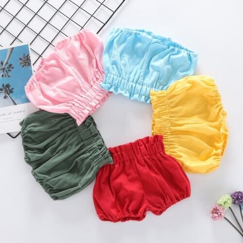 Newborn Panties Baby Cotton Panties Girls' Underwear Kids Lovely Solid Underpants Summer Big PP Shorts 0-2 Year Old