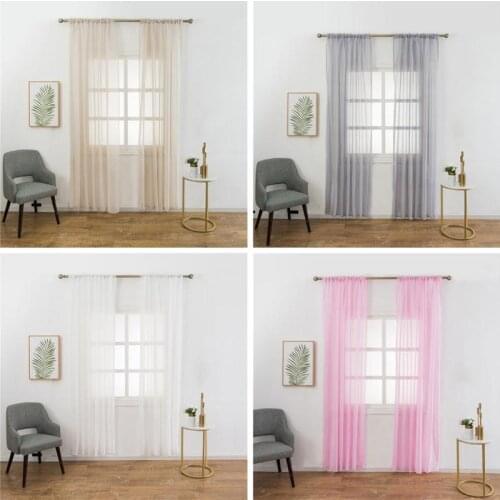 2021 New 1pc Tulle Curtains For The Kitchen Living Room Solid Sheer Curtains Tulle On The Windows Drapes Window Screen 100x200cm