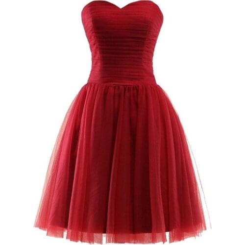 Vintage Junior A-line Homecoming Dresses 2021 Simple Design Cheap Sexy Sweetheat Tulle Short Graduation Formal Party Gowns Pleat