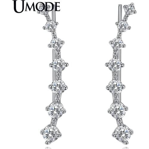 UMODE Fashion Hook CZ Crystal Stud Earrings for Women White / Rose Gold Stars Ear Jewelry Brincos Pendientes Mujer Moda AUE0197B