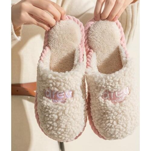 Women Slippers Simple fashion home slippers Warm winter indoor plush slippers house furry cotton woman shoes 2021