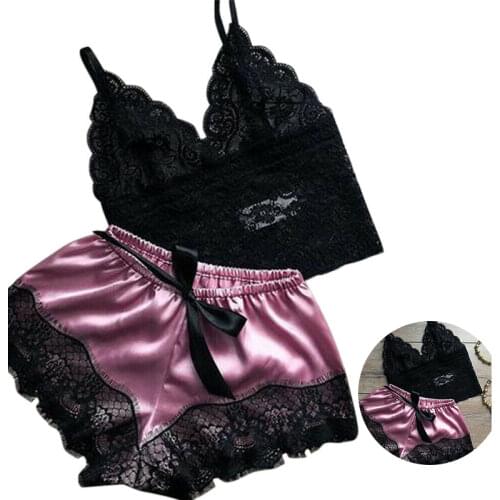 1 Set Womens Lace Sleepwear Lingerie Tops Shorts Set Babydoll Pajamas Nightwear New 2021