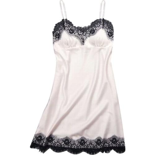Womens Lace Lingerie Sleepwear V-Neck Short Slip Babydoll Nightgown Dress