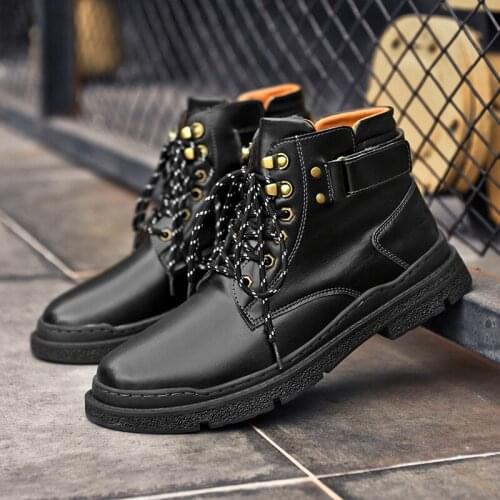 Winter Mens Snow Boots Leather Fabric Anti-skid Wear-resistant Rubber Sole Casual Fashion Four Seasons Martin Boots38-46