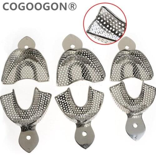 1 Set Dental Lab Equipment L/M/S Size Upper Lower Stainless Steel Impression Trays For Dental Lab Free Shipping