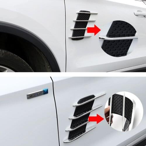 1 Pair Car Styling Exterior Decal 3D Car Sticker Cool Chrome Shark Gills 3D Car Stickers Side Vent Air Flow Sticker Auto Truck