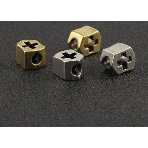 1pcs DIY EDC Lanyard White Paracord Bead Cross Brass Knife Beads Umbrella Rope