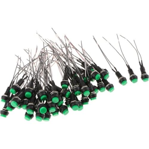 10mm Green Round Wired Car Horn Momentary Push Button Switch 50pcs for Car