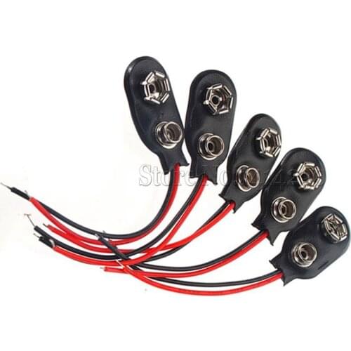 10Pcs 10cm 15cm Black Red Cable Connection 9V Battery Clips Connector Buckle