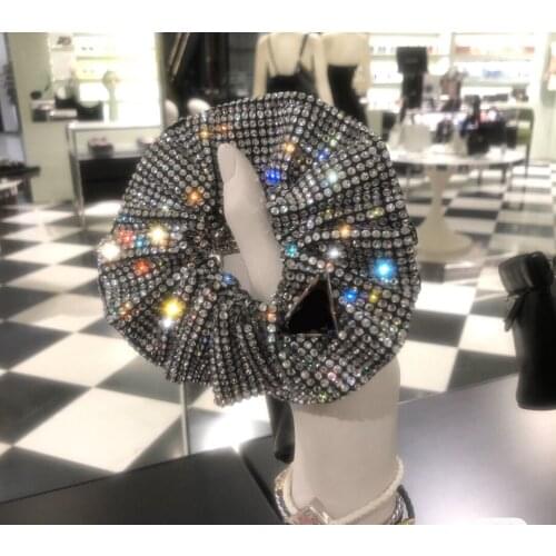 2021 Bling Ladies Girls Branded Full Crystal Scrunchies Elastic Hair Band Hair Tie Headwear Kids Hair Hand Accessories