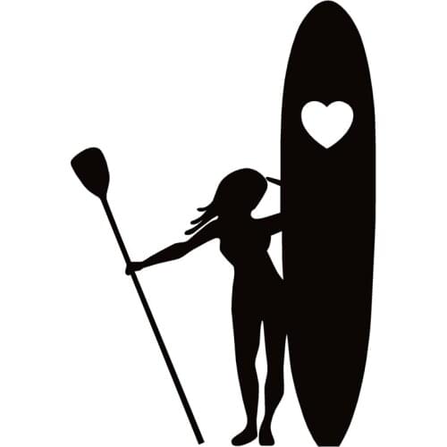 40700# Die-Cut Vinyl Decal Paddle Board Girl Heart Board Car Sticker Waterproof Auto Decors on Car Body Bumper Rear Window