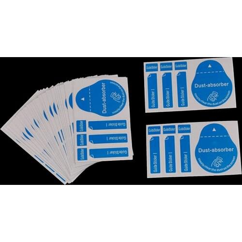 50/100pcs Blue Dust Removal Phone Screen Cleaning Tool All Phones 3 in 1 Dust-absorber + Guide Sticker Clear Dust on Screen