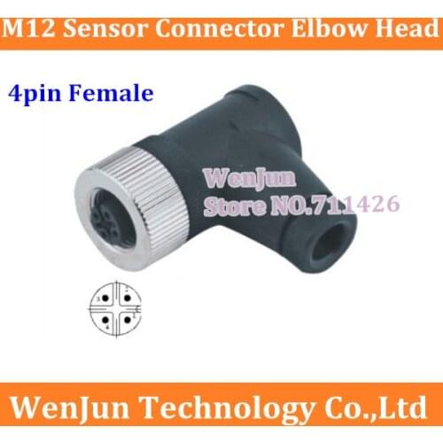 50PCS Free Shipping M12 4pin 4 core female Aviation plug/Connector,50PCS/lot M12 4 pin Elbow Sensor plug