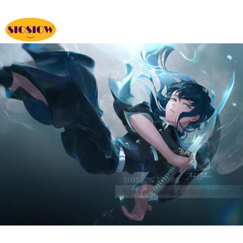 5d Diy Diamond Painting Demon Slayer Kimetsu No Yaiba Tomioka Giyuu Figure 3d Diamond Mosaic Embroidery Full Square Cross Stitch