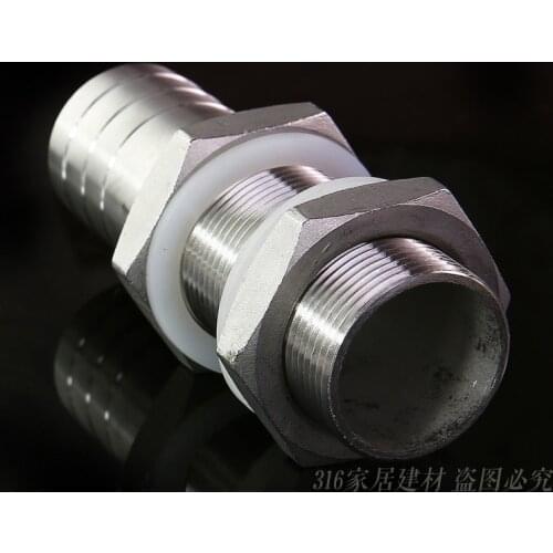 8 10 12 13 16 20 25 32-59 Hose Barb 1/4" -2" BSP Male SUS 304 Stainless Steel Bulkhead Pipe Fitting Connector For Water Tank