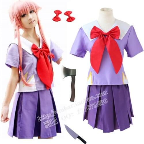 Free Shipping New Arrival Women Halloween Anime Future Diary 2nd Mirai Nikki Yuno Gasai Costume Cosplay