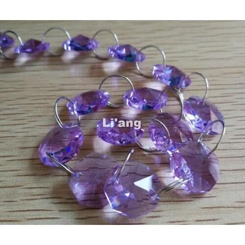 Free Shipping Purple Color 10Meters 14mm Octagon Chain Wedding Party K9 Crystal Strand Garland Beads Decoration Chandelier Lamp