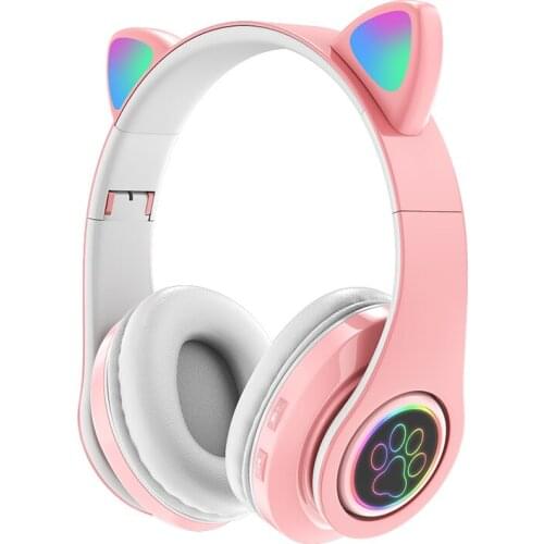 Wireless Bluetooth 5.0 Headphone Cute Cat Ear Shape Luminous Headphone Sport Headset With Mic For Mobile Xiaomi Iphone Sumsamg