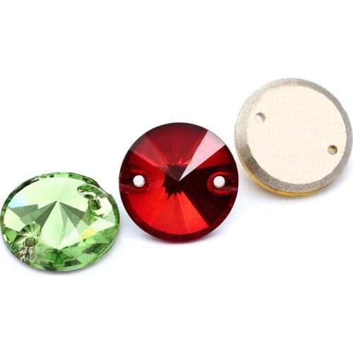 Red Shining Rivoli Sewing Stone k9 Sewed Glass Crystal Color Sew on Rhinestone Flatback for Craft Clothes Jewelry accessories
