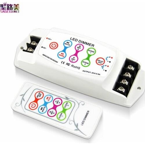 DC12V-24V 8Ax2CH Constant Voltage Brightness Color Temperature Dimmer CV 5V CCT Controller For 2CH LED Strip Light Tape Ribbon