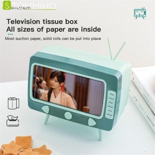 STOMMIHO Tissue Box Phone Bracket Home Office Desk Portable Cute Paper Container TV Appearance Organizer Phone Stand Holder