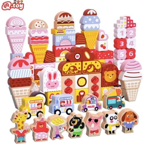 Children Pretend play role play toys wooden kitchen toy ice cream cart animal set kids Montessori educational life skill gifts