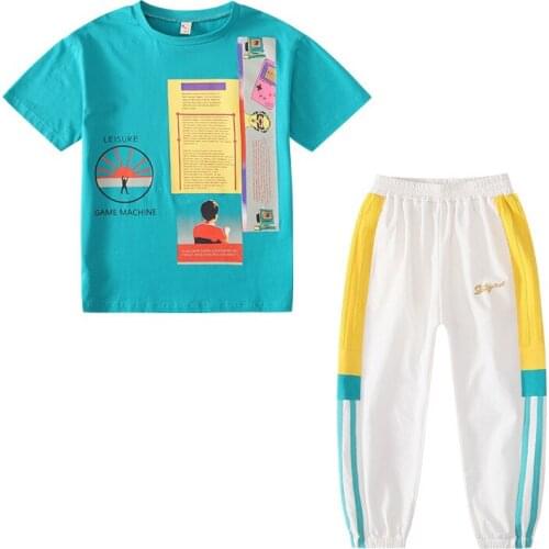Kids Two Piece Short-sleeved Suit Clothing Sets Childrens Outfit Summer Sports Clothes Sportswear Tracksuit for Boys Girls 2021