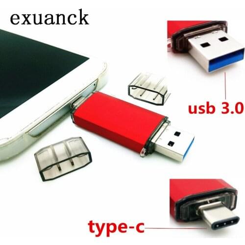 Exuanck Type-C OTG USB 3.0 Flash Drive 32GB 16GB Pen Drive Dual Double Plug for cumputer / Smart Phone Memory Mini USB Stick