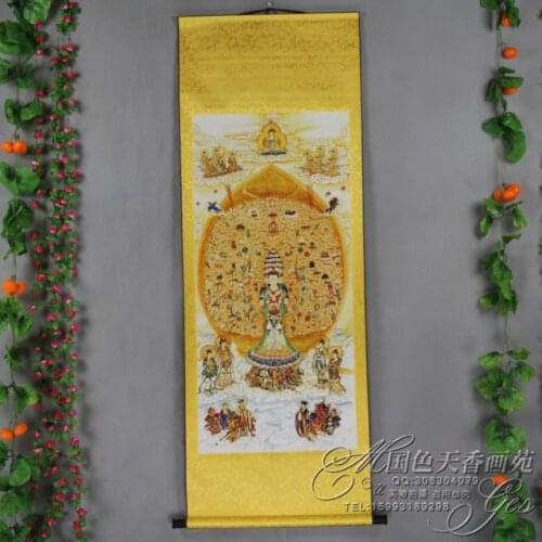 Exquisite Chinese Antique collection Guanyin thousand Buddha painting