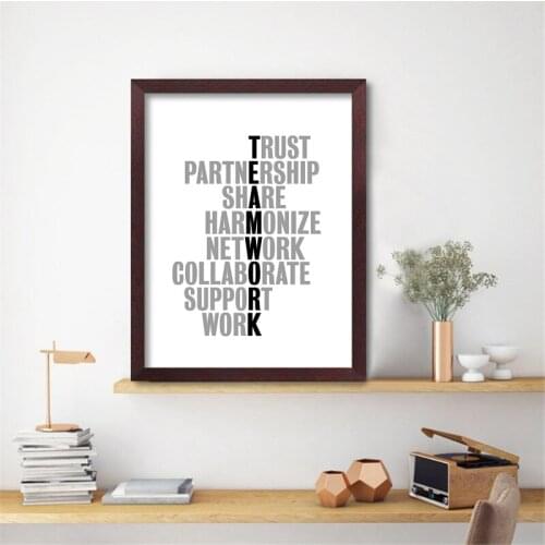 Teamwork Paraphrase Canvas Painting Inspirational Quotes Poster Wall Art Pictures for Office Classroom Laboratory Decoration