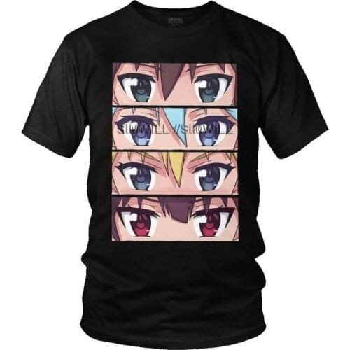 KonoSuba Eyes T-shirt Men Novelty Anime Manga T Shirt Short Sleeve Megumin Kono Subarashii Tshirts Cotton Tee Tops Clothing Gift