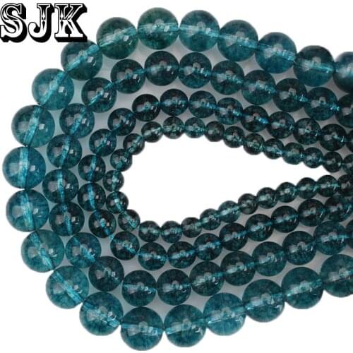 Natural Stone Blue Crackle Crystal Round Loose Beads For Jewelry Bracelet&Necklace Making 4/6/8/10/12MM Free Shipping