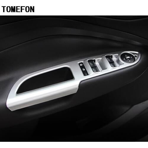 TOMEFON ABS Matte side Door Armrest Cover Trim Inner Auto Covers Stickers Interior Styling 4Pcs/Set For Ford Kuga Escape 2017