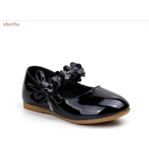 Fashion Girls shoes Flower Janes Bowtie Red Casual Flats Shoes for Children Girls Party Wedding Shoes black gold White