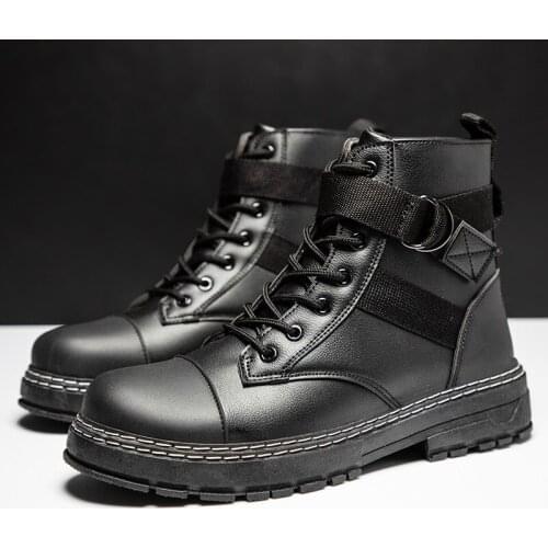 Men Leather shoes High Top Fashion Winter Warm Snow shoes Dr. Motorcycle Ankle Boots Couple Unisex boots985