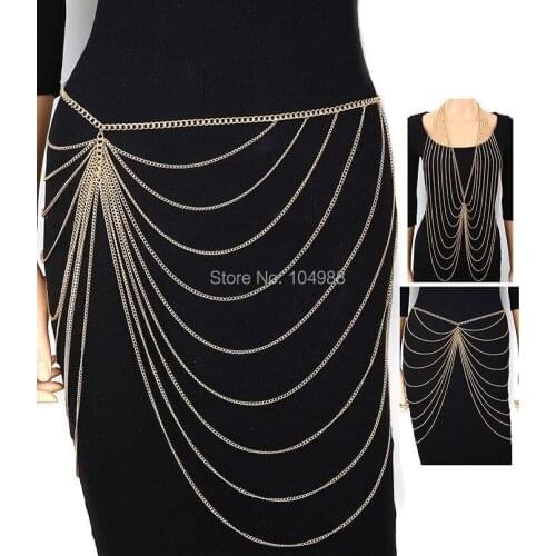 NEW ARRIVALS! FASHION STYLE BE02 WOMEN BEAUTIFUL BELT CHAINS NINE LAYERS BELT CHAINS BODY CHAINS JEWELRY 3 COLORS
