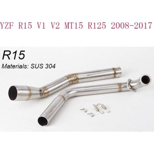 Slip-on For YZF R15 V1 V2 MT15 R125 2008-2017 Motorcycle Exhaust Muffler Front Middle Link Pipe Escape Moto 51mm