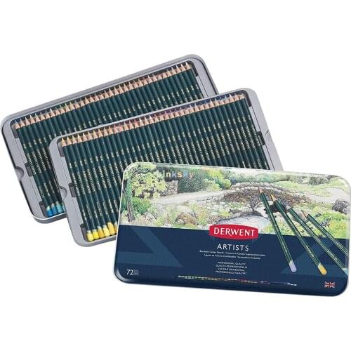 Estojo Lapis Cor Derwent Permanente Artists 72 Cores Lata,Derwent Artists Colored Pencils, 4mm Core, Metal Tin, 72 Count (32097)