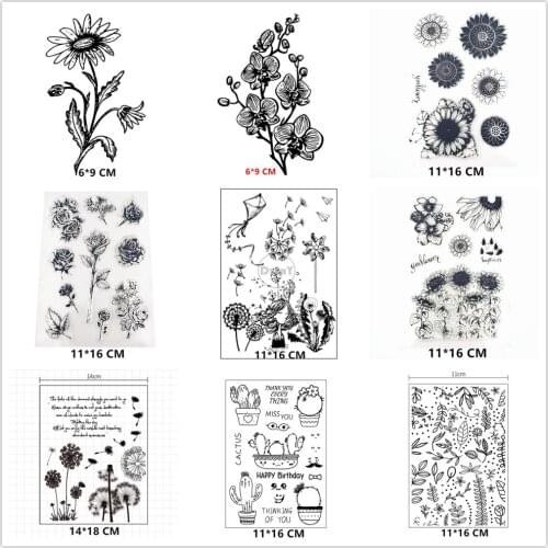 2021 New Flowers Tree Plant Clear Stamps DIY Scrapbooking Craft Supplies Silicon Seal Custom Card Photo Album ink pad Stamping