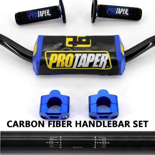Carbon Fiber 28MM Motorcycle Handlebars Fat Bars+ Grips Protaper Bar Pad For Dirt Bike SUZUKI DRZ400 RMZ450 RMZ250