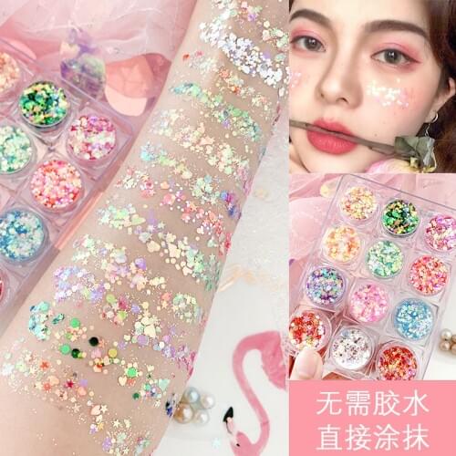 DIY Glitter Shimmer Diamond Face Jewel Eyeshadow Body Face Lip Nail Art Decoration Glitter Sparkly Sequin Gel Cream Body Glitter