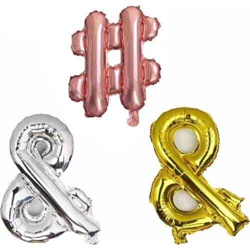 50pcs 18inch Rose Gold Letter Hashtag # Foil Balloons Character Symbol & Globos Happy New Year Wedding Birthday Party Decoration