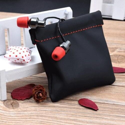 PU Leather Earphone Bag Mini Portable Earbuds Protective Package Case Square PU Earphone Storage Bag Headset Accessories