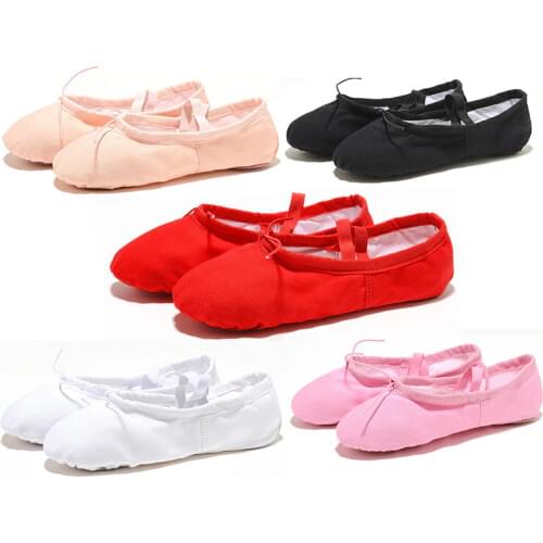 USHINE Canvas Cloth Head Indoor Exercising Shoes Pink Yoga Practice Slippers Gym Children Ballet Dance Shoes Girls Woman Kids
