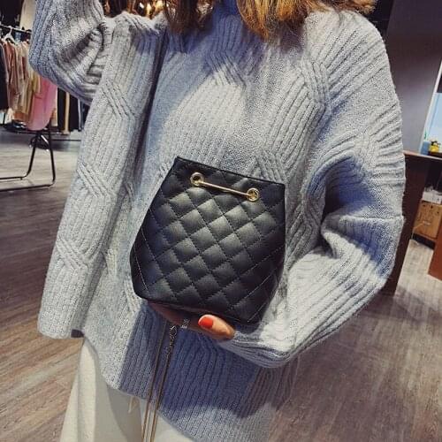 Vintage PU Leather Lingge Crossbody Bags For Women 2021 New Shoulder Bag Fashion Handbags and Purses Bucket Bags