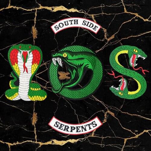 Embroidery large serpent letter badges,snake patch,serpents patches,iron on appliques for clothing A21691