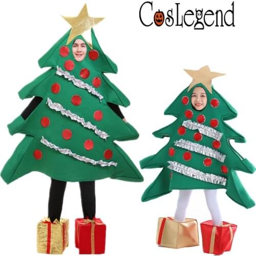 Adult and Child Christmas Tree Cosplay Costume Halloween Christmas and New Year Family Party Costume