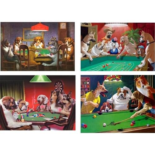 Dogs Playing Poker Art Prints "Poker Game" Funny Poster Office Wall Art Picture Decor Coolidge Poker Dogs Canvas Painting Decor