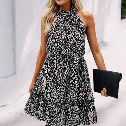 Dress Printing Soft 5 Colors Women Ruffle Dress Hem Summer Dress for Daily Life