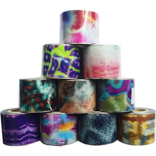 10Roll Fur Nail Foil Colorful Transfer Stickers 50m*4cm Plush Leopard Animal hair Nail Art Decoration for Nail Slider Decor Tips